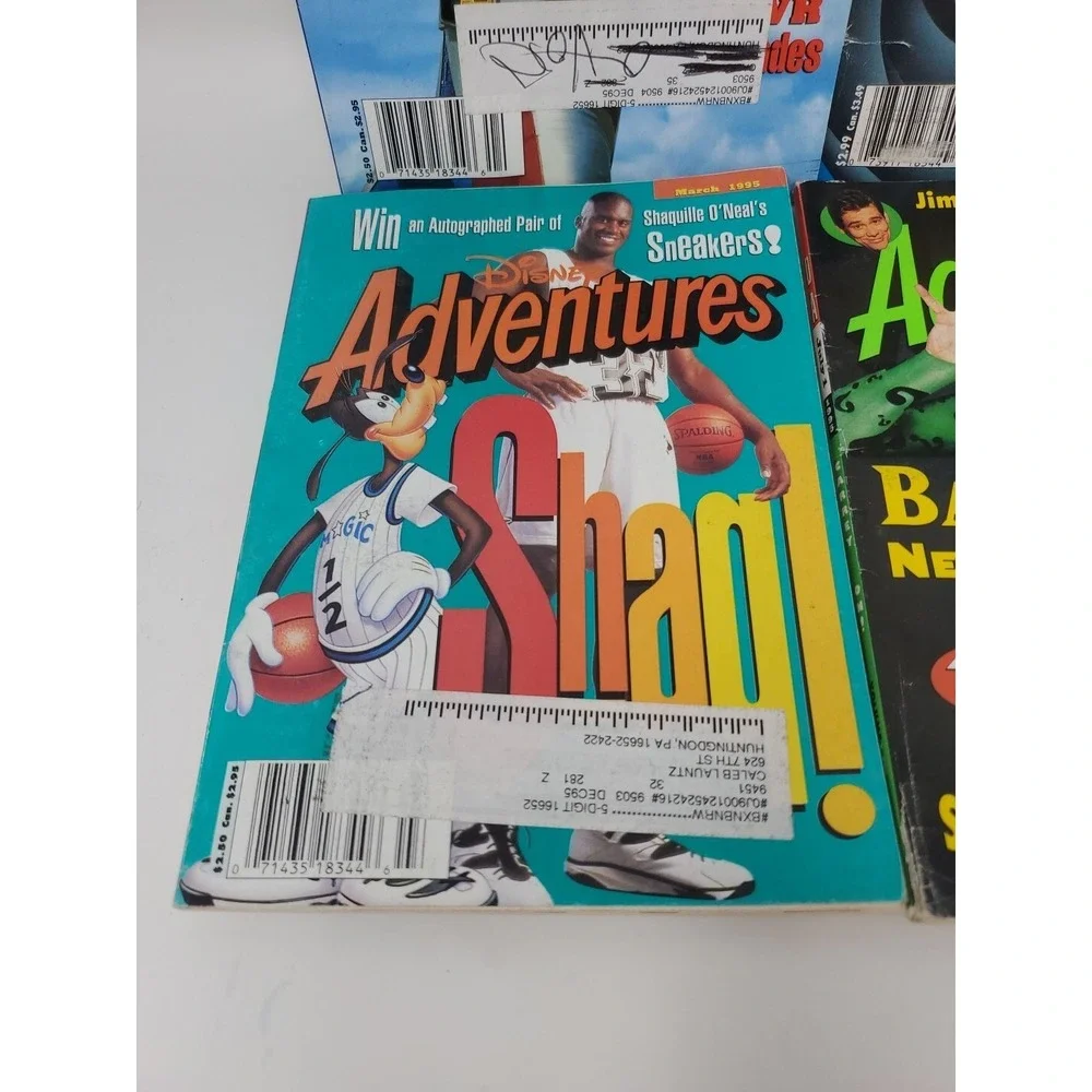 Lot of 4 Disney Adventures Magazines 1995 Jim Carry Riddler Shaquile O'Neal